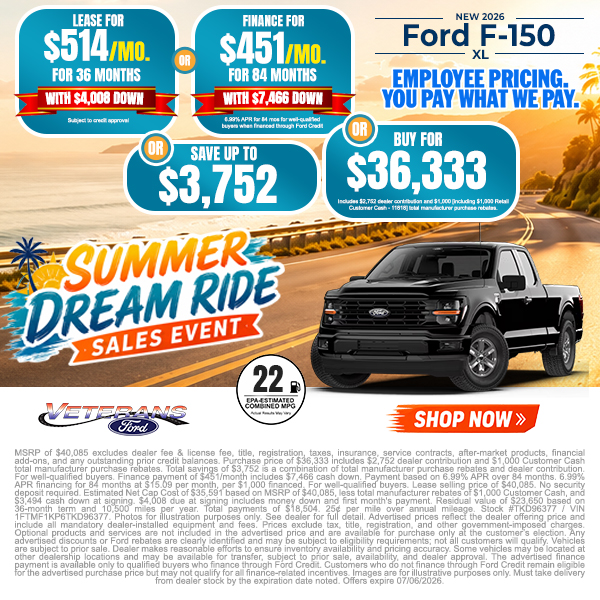 Special offer on 2026 Ford F-150 2026 Ford F-150 XL